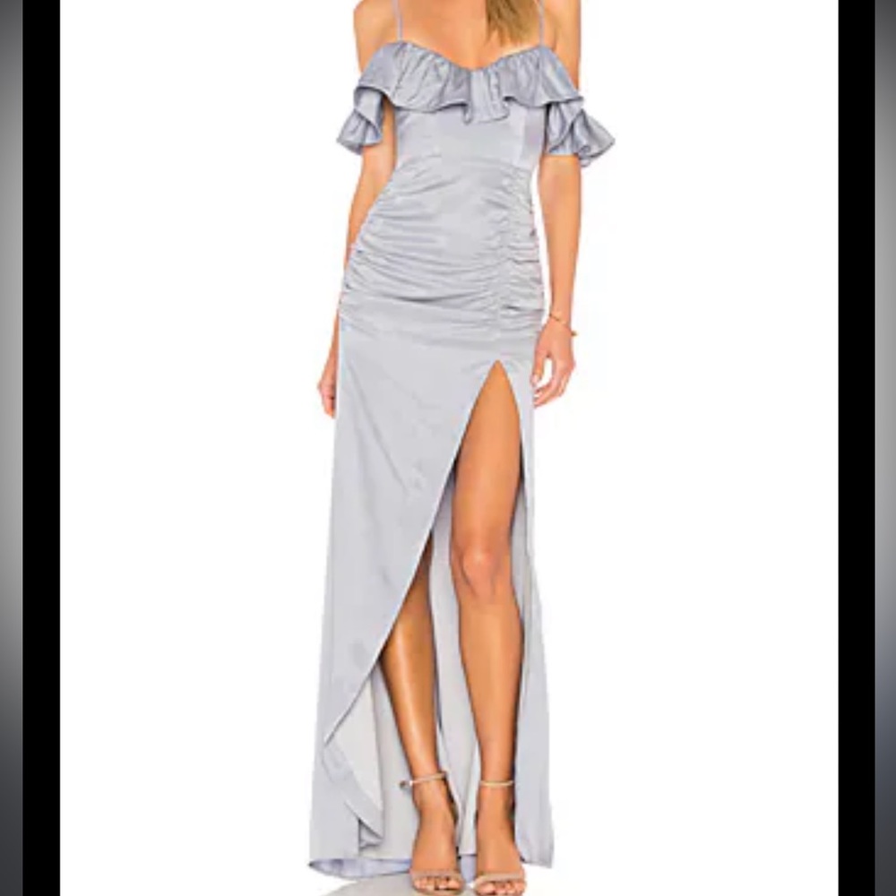 Majorelle Cold Shoulder Ruffle Gown Maxi Dress XS